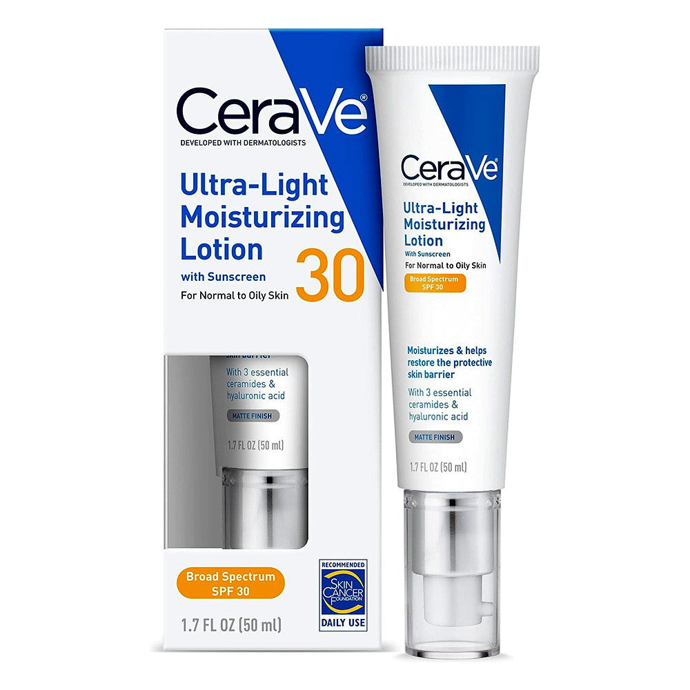 CeraVe Ultra-Light Face Lotion Moisturizer with Sunscreen, SPF 30, 1.7 Oz